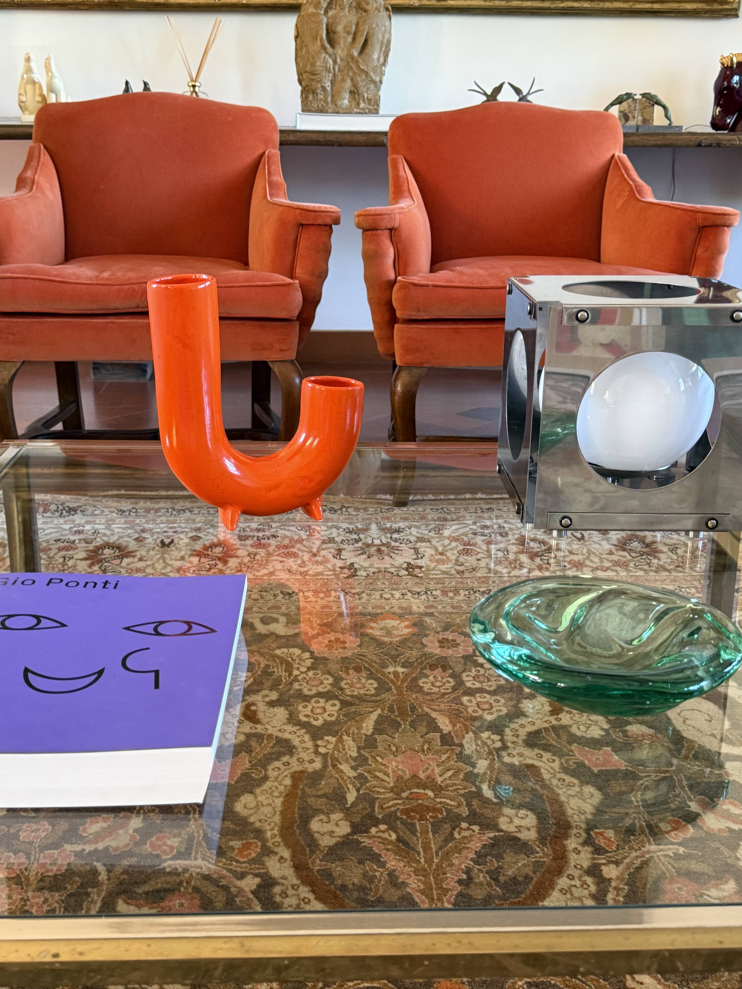 Space age orange ceramic vase, Italy ca. 1960