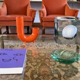 Space age orange ceramic vase, Italy ca. 1960