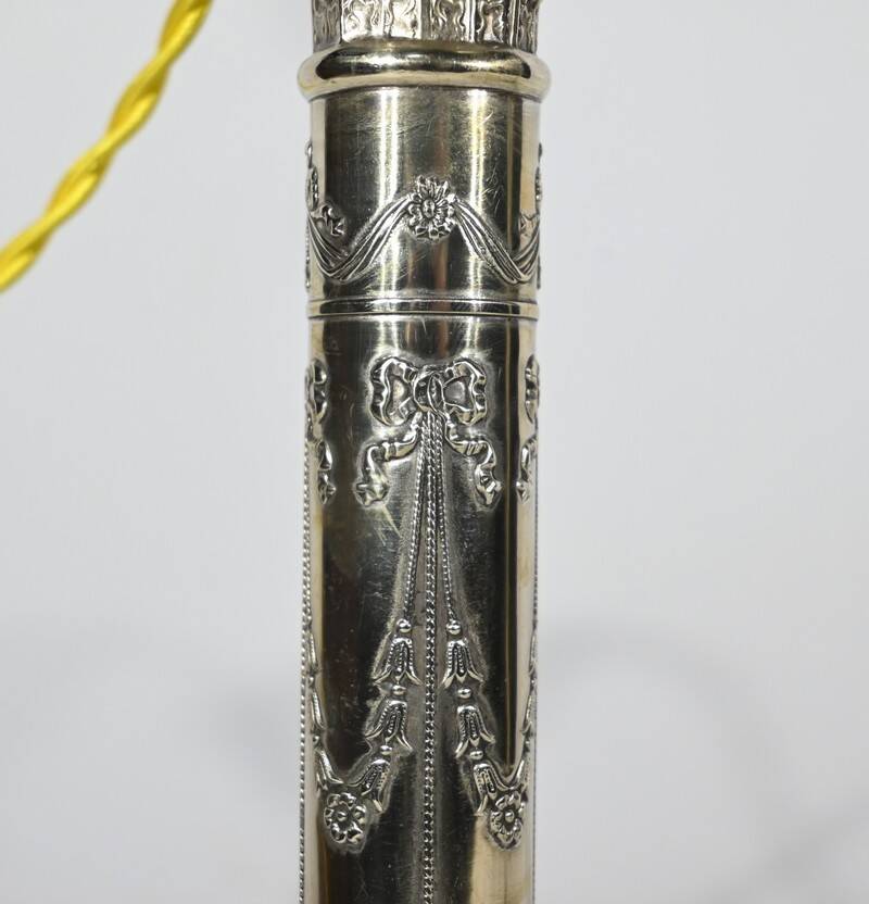 Pair of Electrified Torches in Silver Metal – Mid-19th Century