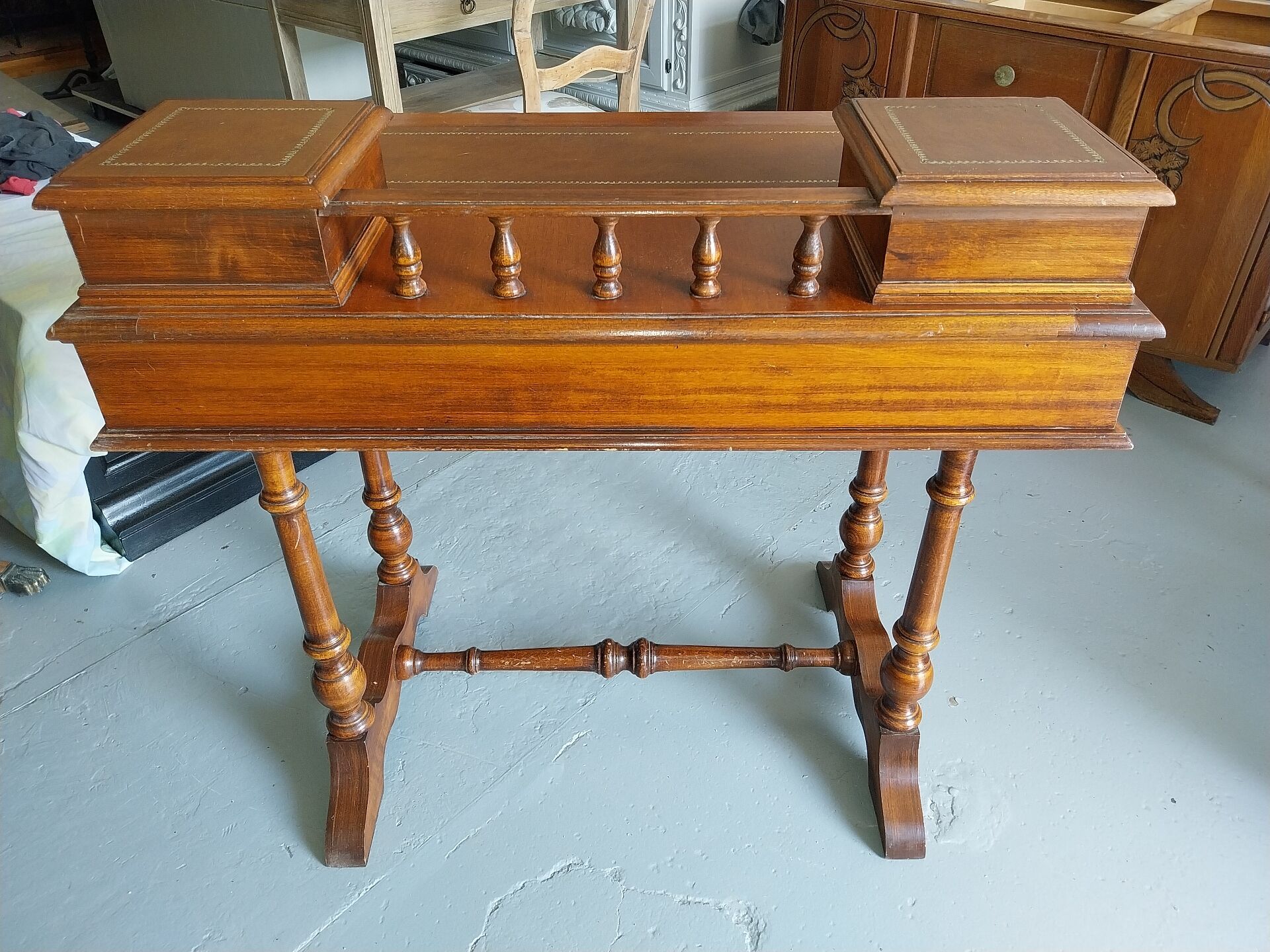 19th-century oak and leather desk