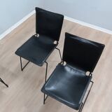 Leather stacking chairs by Toyoda Hiroyuki for ICF 1980s, set of 4