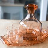 Service à liqueur art déco rose