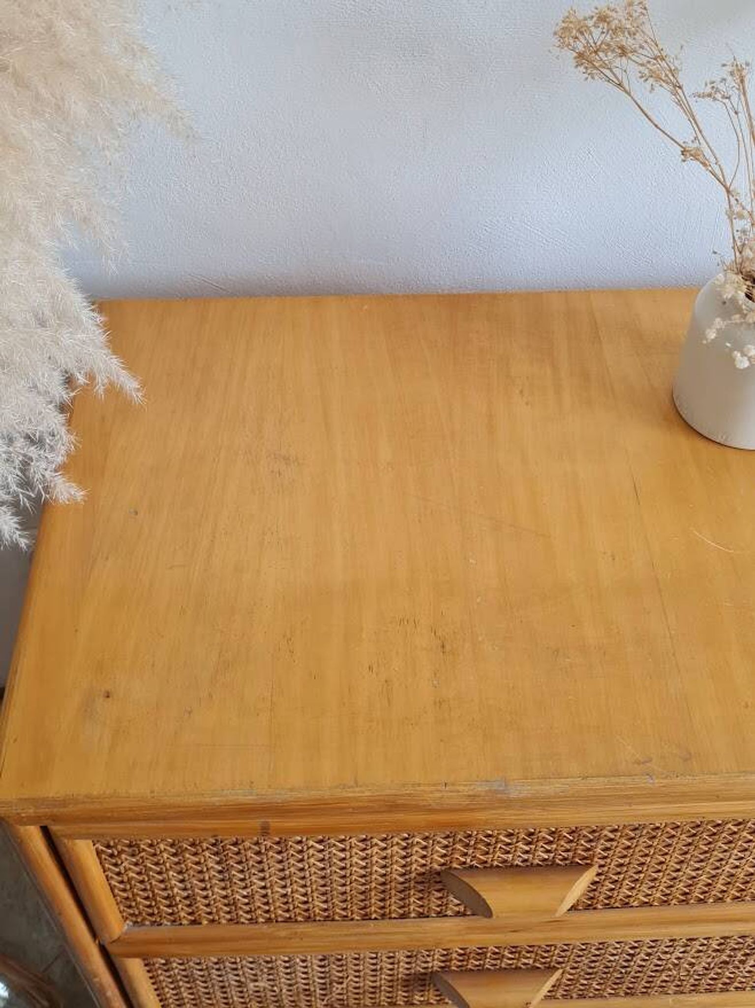 Commode en rotin, circa 1960