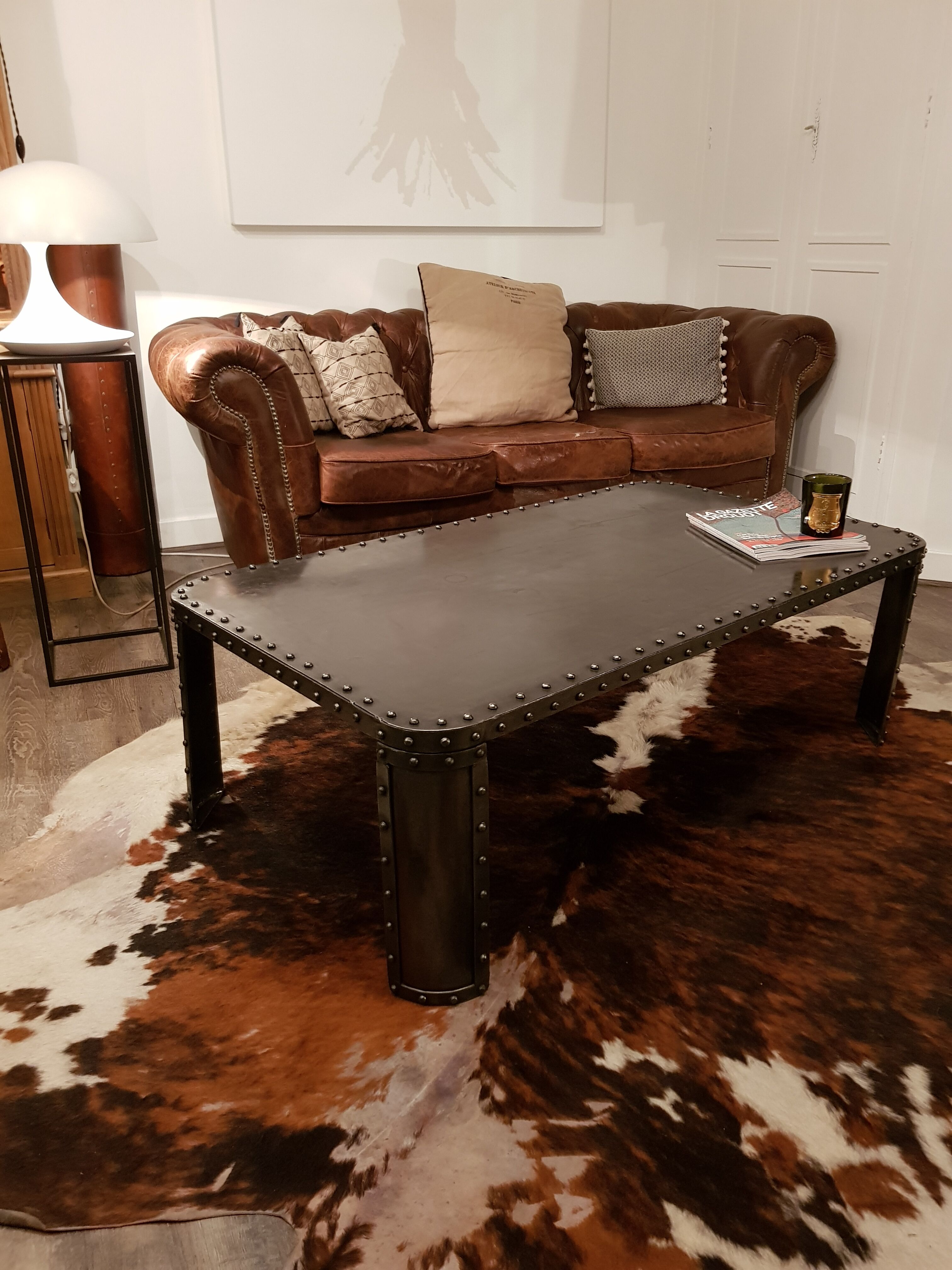 Riveted industrial coffee table
