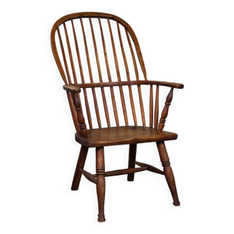 Belle chaise Windsor anglaise antique à dossier bâton du début du 19ème siècle