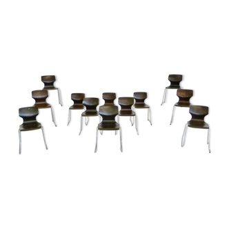 Set de 14 chaises empilables de Galvanitas Pays-Bas 1970s
