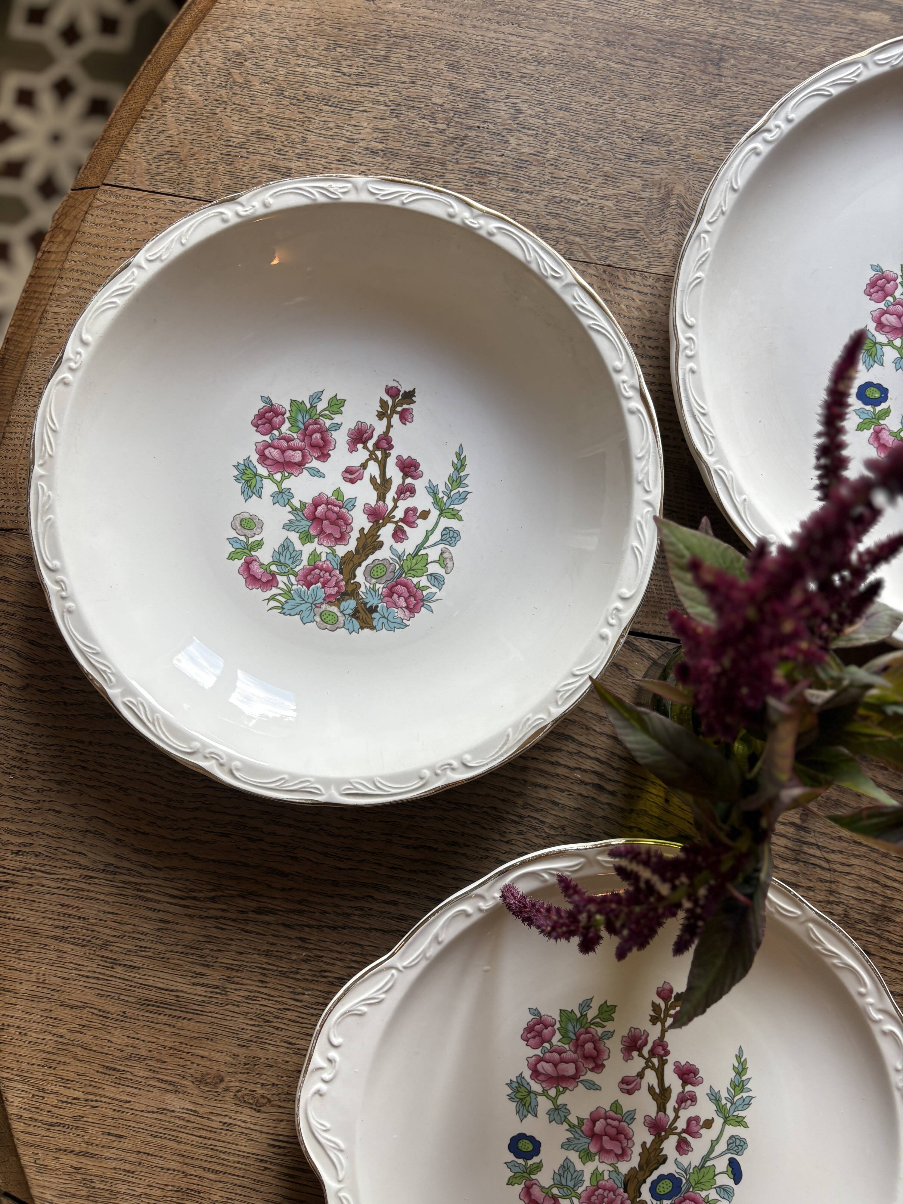 Set of 3 vintage plates, "Indian Tree" pattern by Digoin