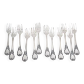 Christofle Marly, 12 fourchettes à gâteaux métal argenté, 15,8 cm excellent état