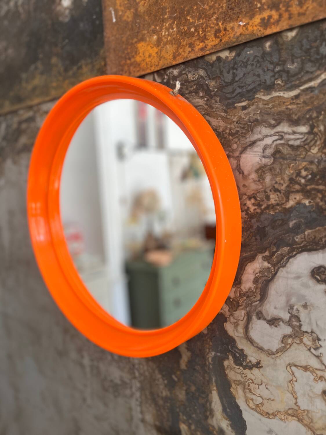 Miroir rond orange