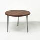 Table à manger ronde en teck avec pieds en acier, 1986