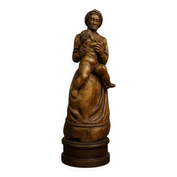 French School of the 17th century: a very large sculpture depicting a maternity.