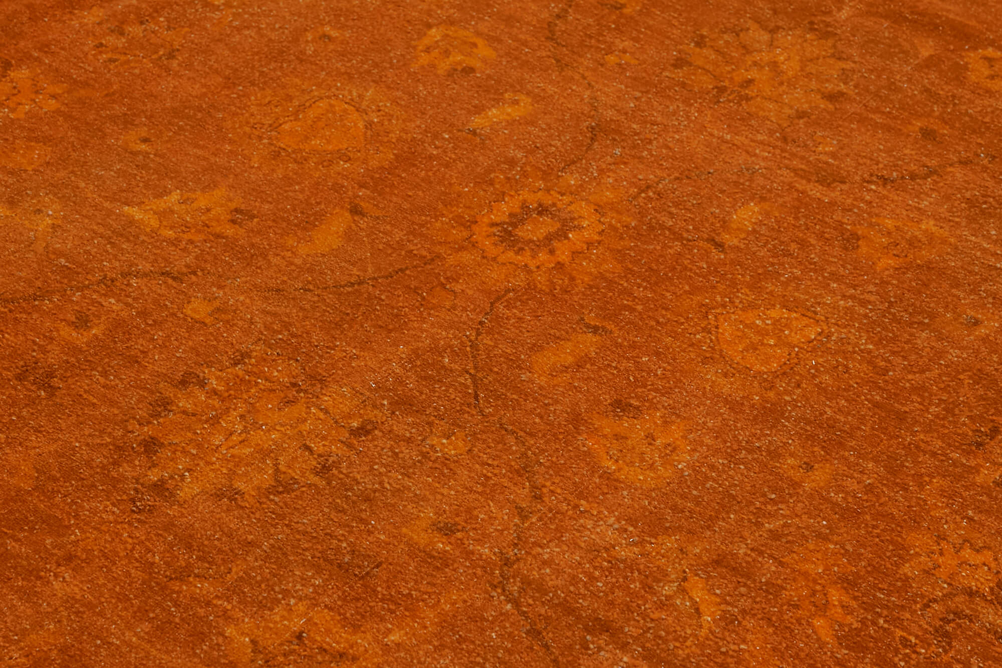 Handmade Oriental Decorative 1980s 267 cm x 372 cm Orange Wool Carpet