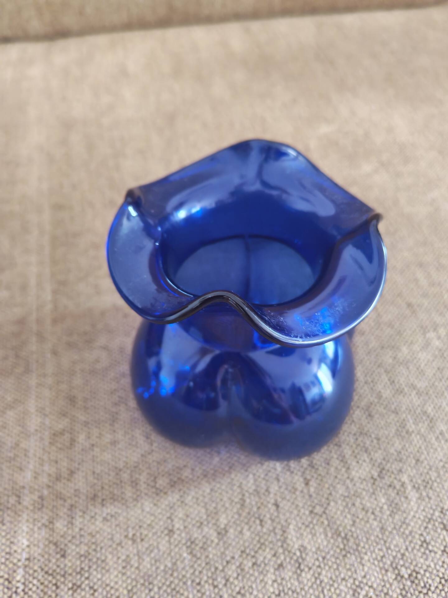 Small cobalt blue Scandinavian round vase