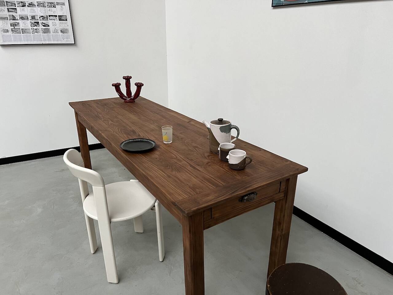 Table de ferme en pin 223 cm, années 70