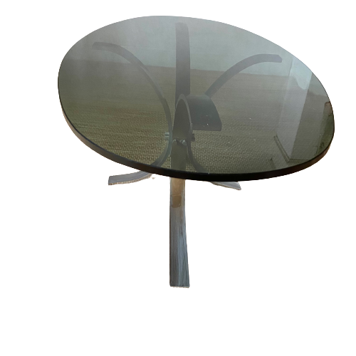 Design coffee table in metal and smoked glass 70s