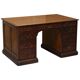 Bureau partenaire double face à deux caissons Gillows Lancaster chêne moucheté
