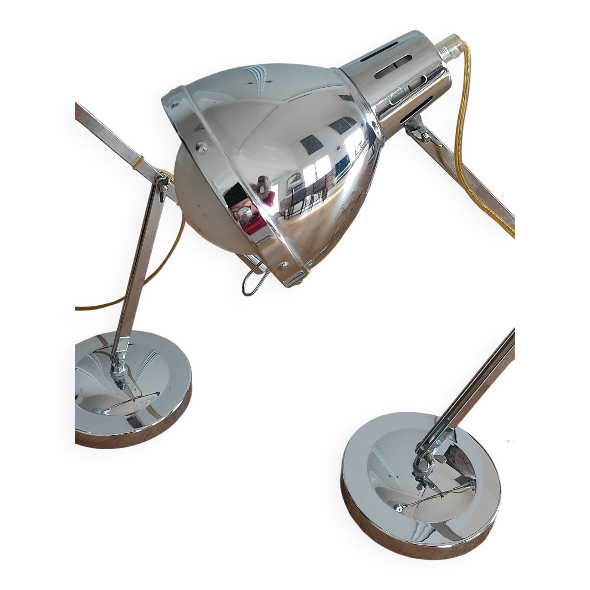Pair of chrome lamps