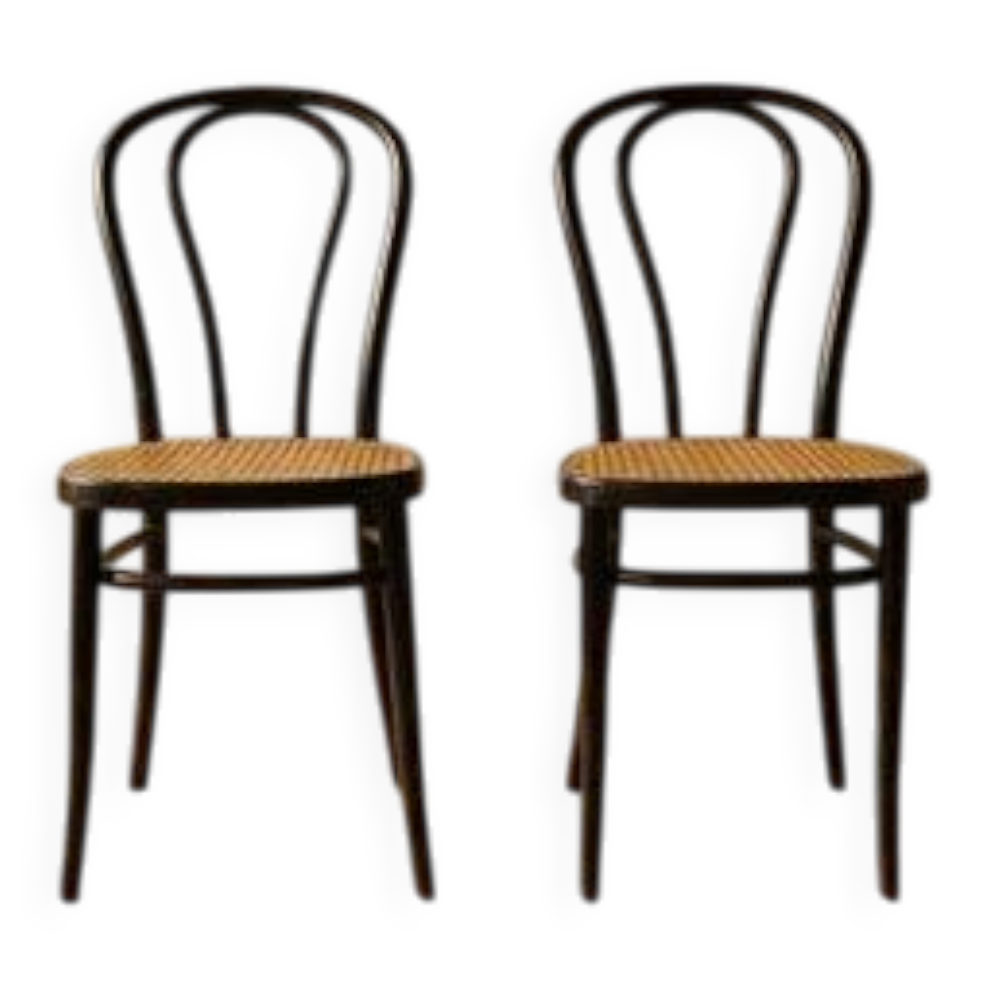 Pair of bentwood chairs, Vienna straw seats, 1960s, Poland
