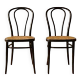 Pair of bentwood chairs, Vienna straw seats, 1960s, Poland