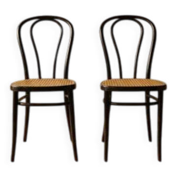 Pair of bentwood chairs, Vienna straw seats, 1960s, Poland