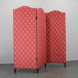 Antique Paravan with Fabric, Czechoslovakia