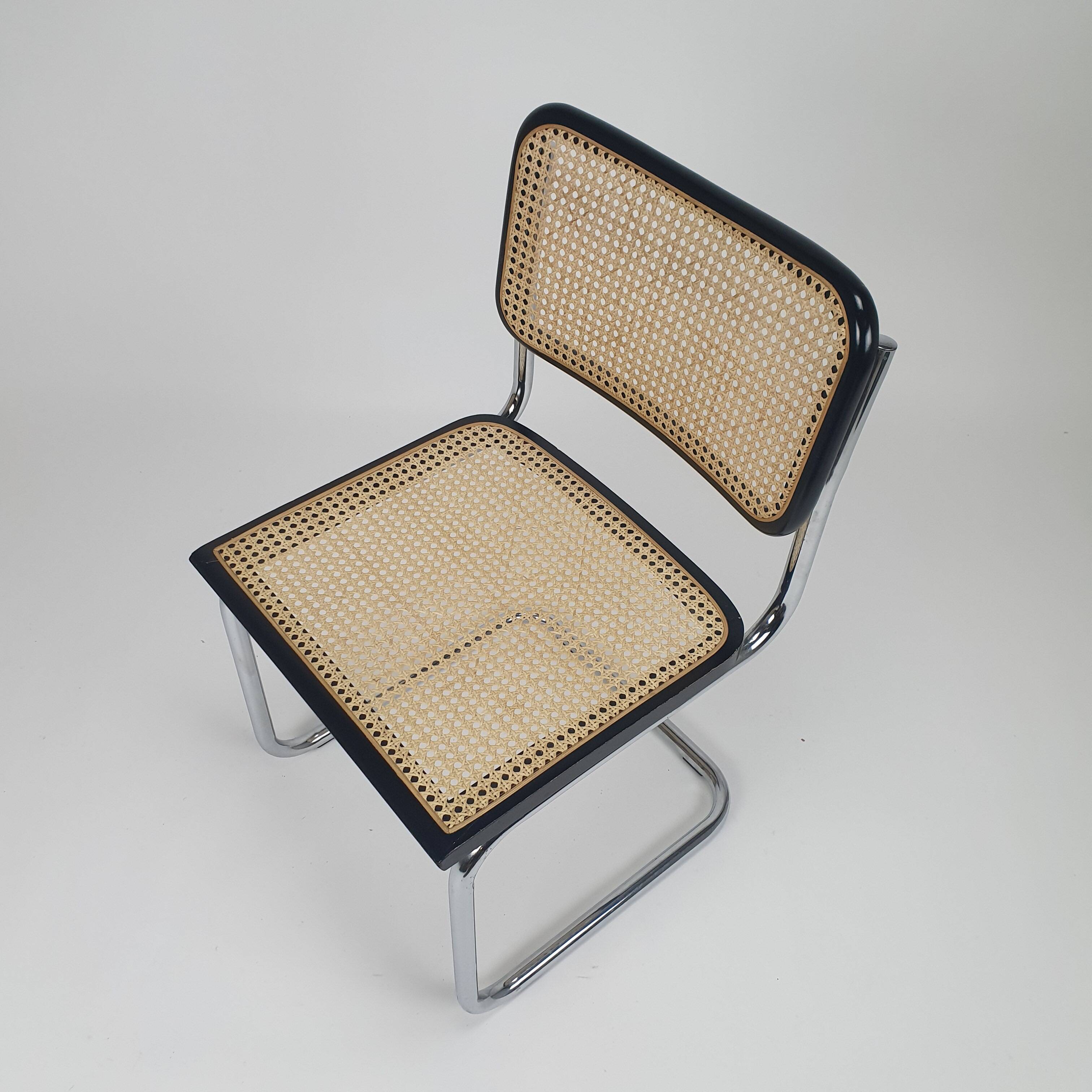 4 tubular frame and cane cantilever dining chairs by Marcel Breuer, Italy, 1970s