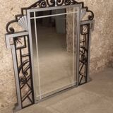 Art Deco trumeau mirror in steel