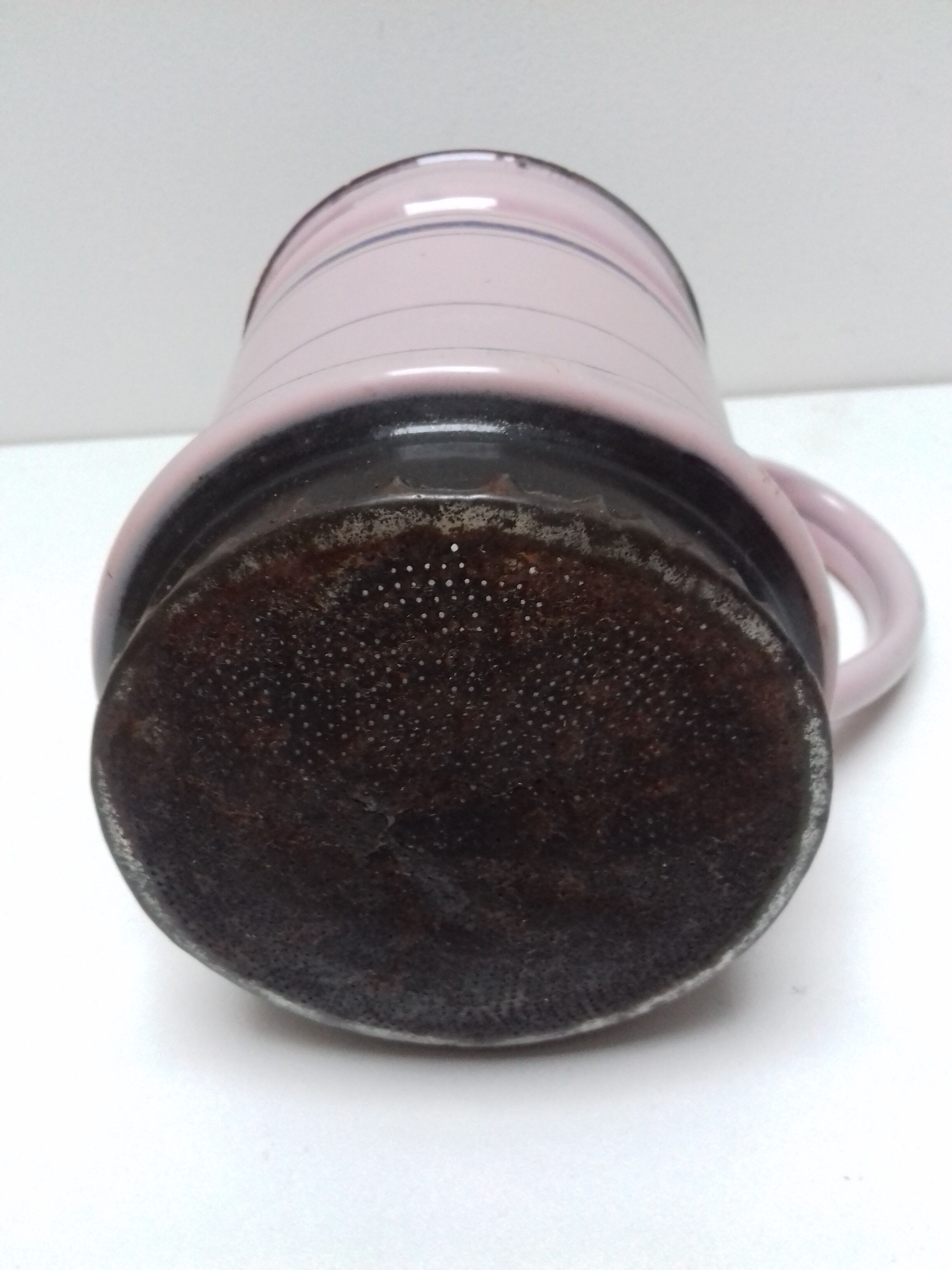 Enamelled coffee maker pink, blue liseret