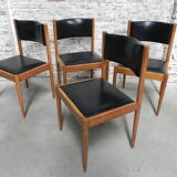 4 vintage chairs upholstered with skai