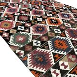 Oushak Vintage Geometric Kilim