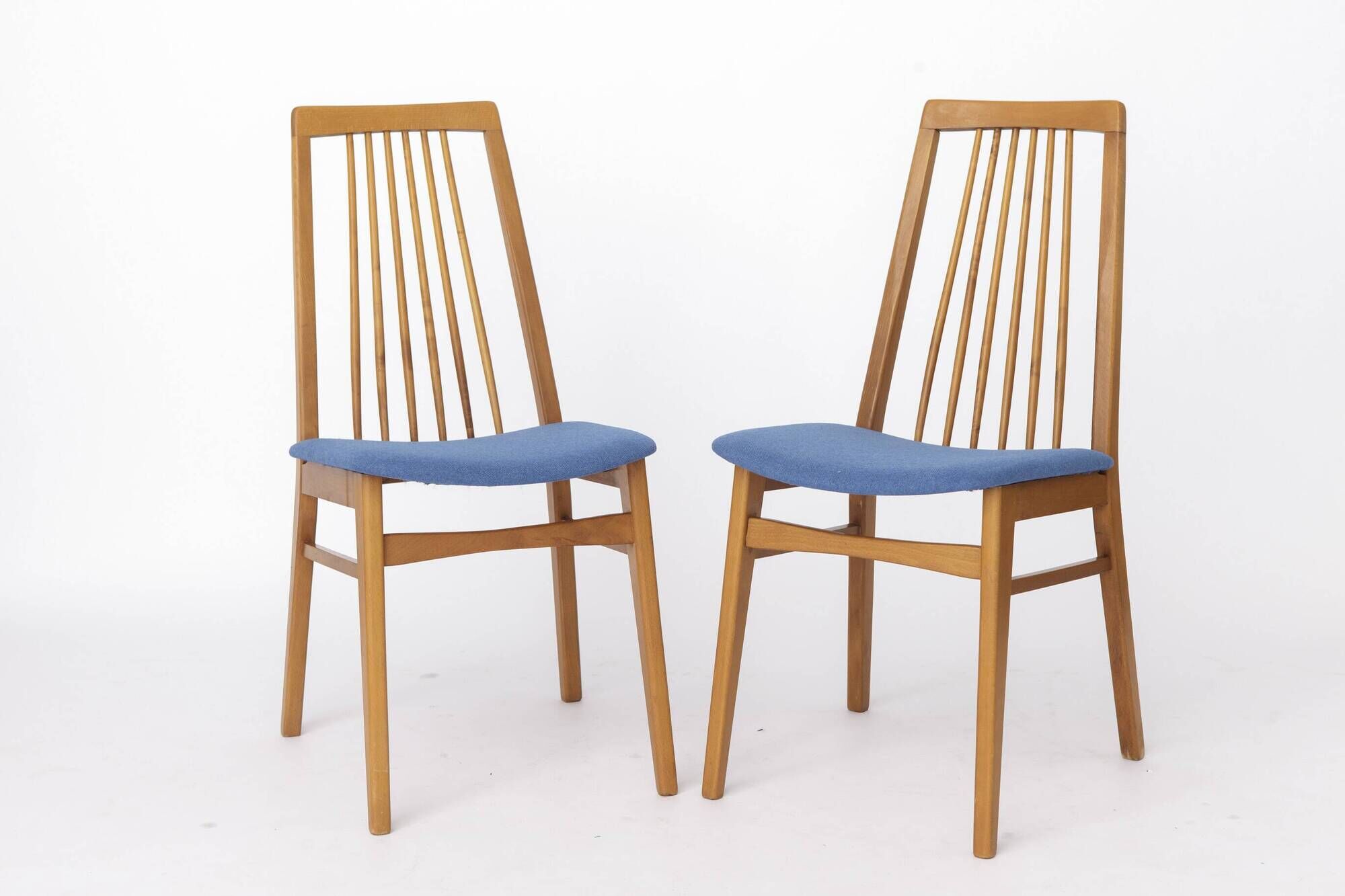2 of 6 Vintage Dining Chairs, 1960s German Design, Mid Century Modern Beech
