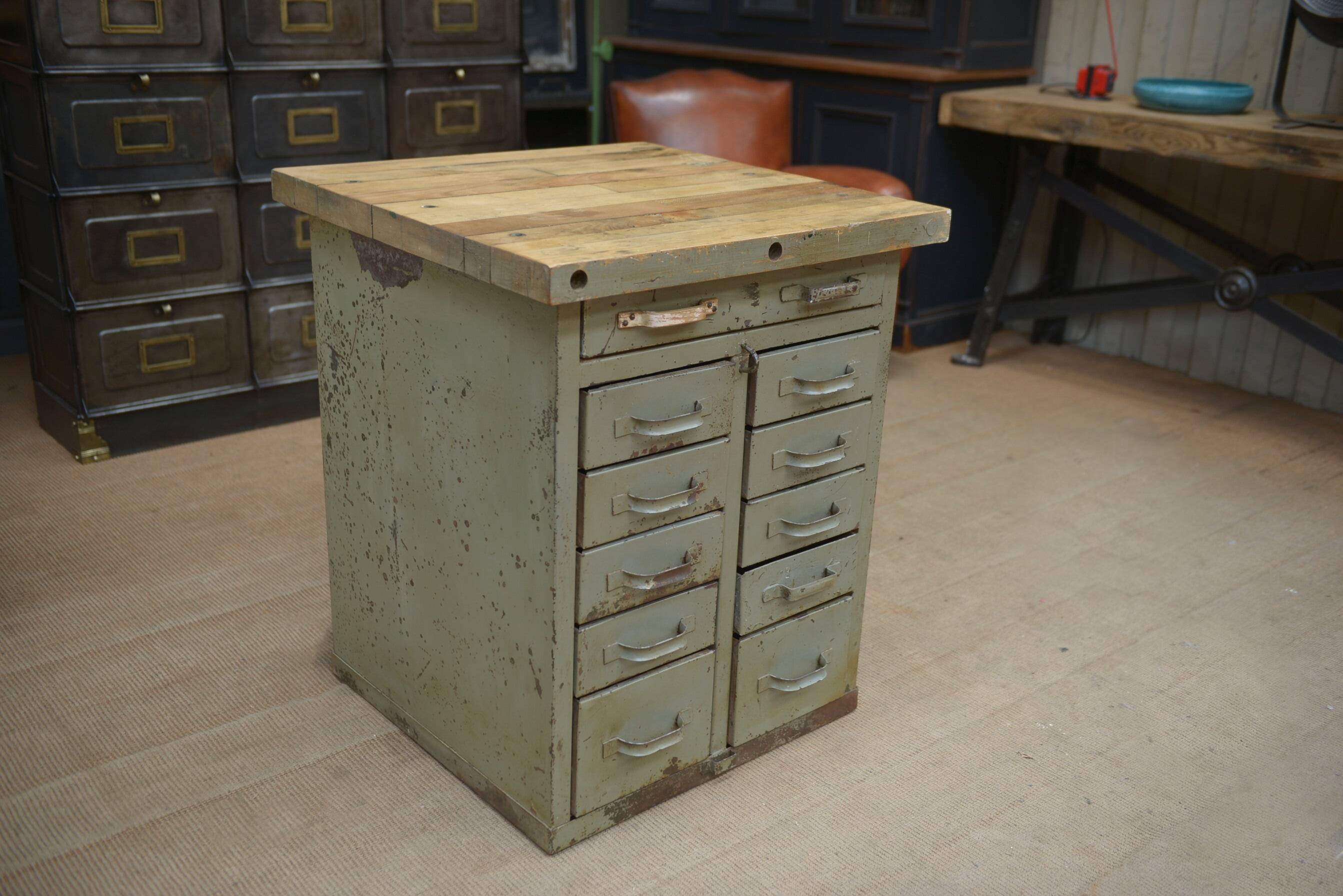 1950s Military Metal Drawer Cabinet