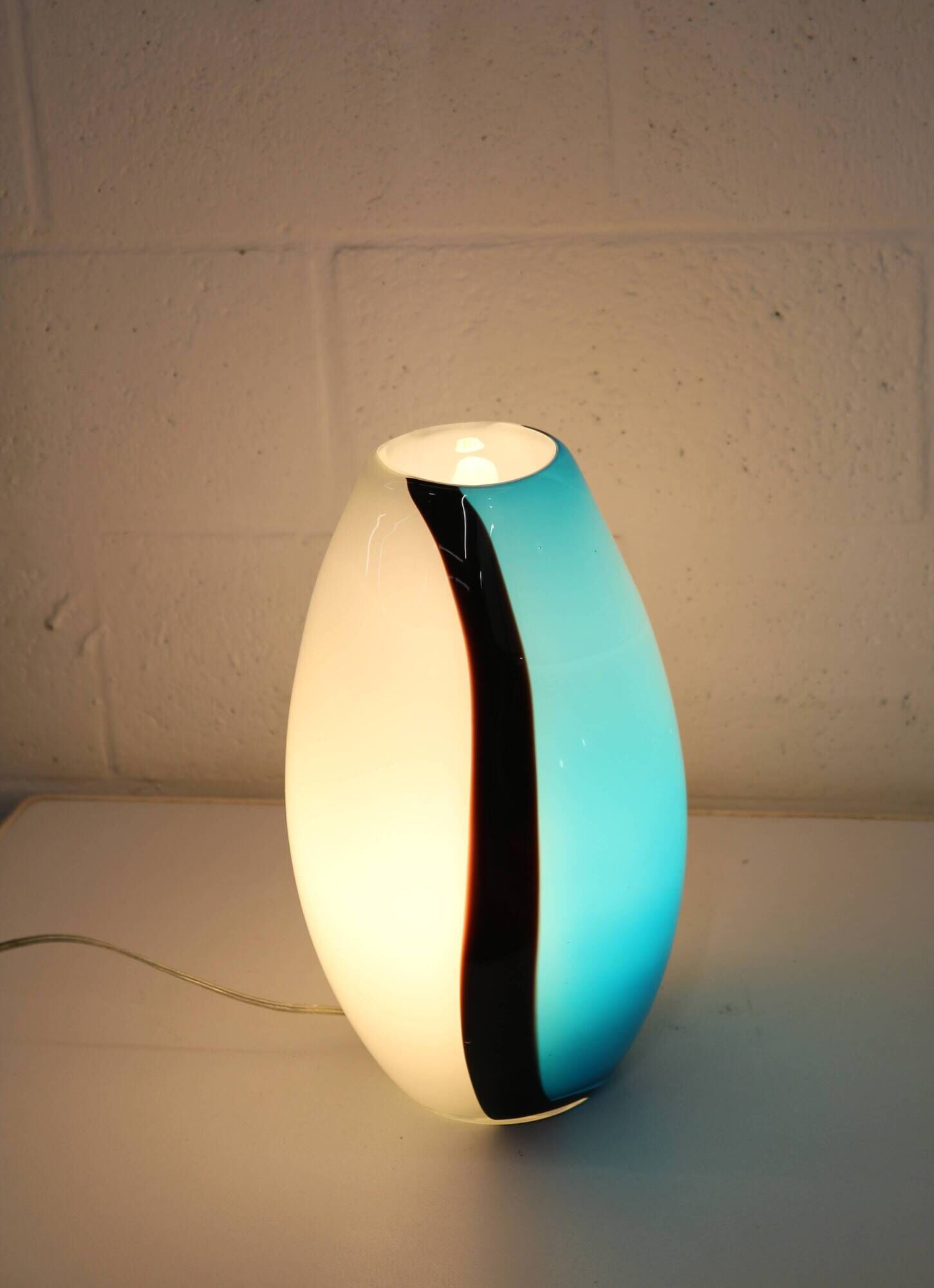 Eglo handblowed glass table lamp - Empori 87756 - Opaline and blue glass