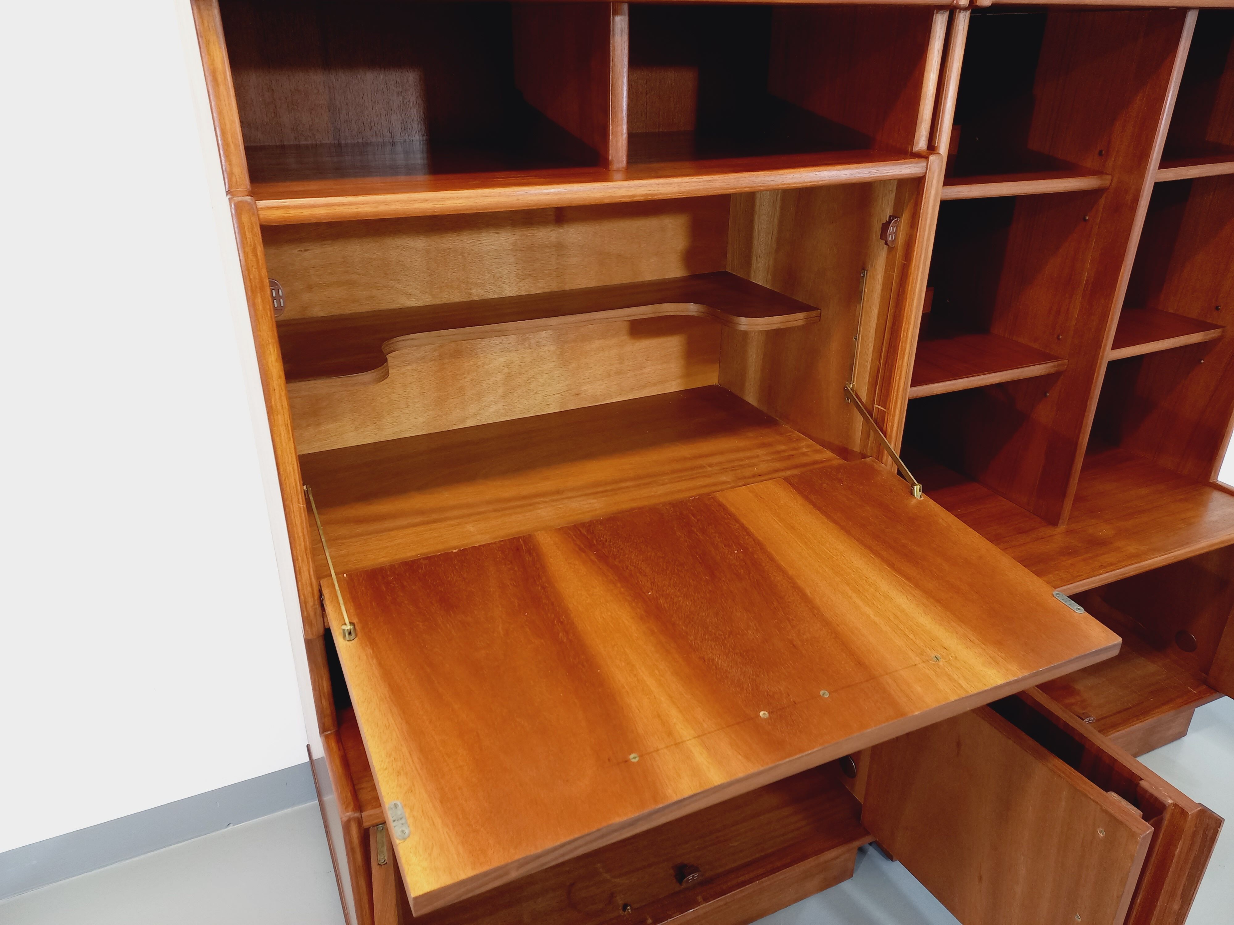 Vintage Scandinavian double bookcase in teak from the 60s