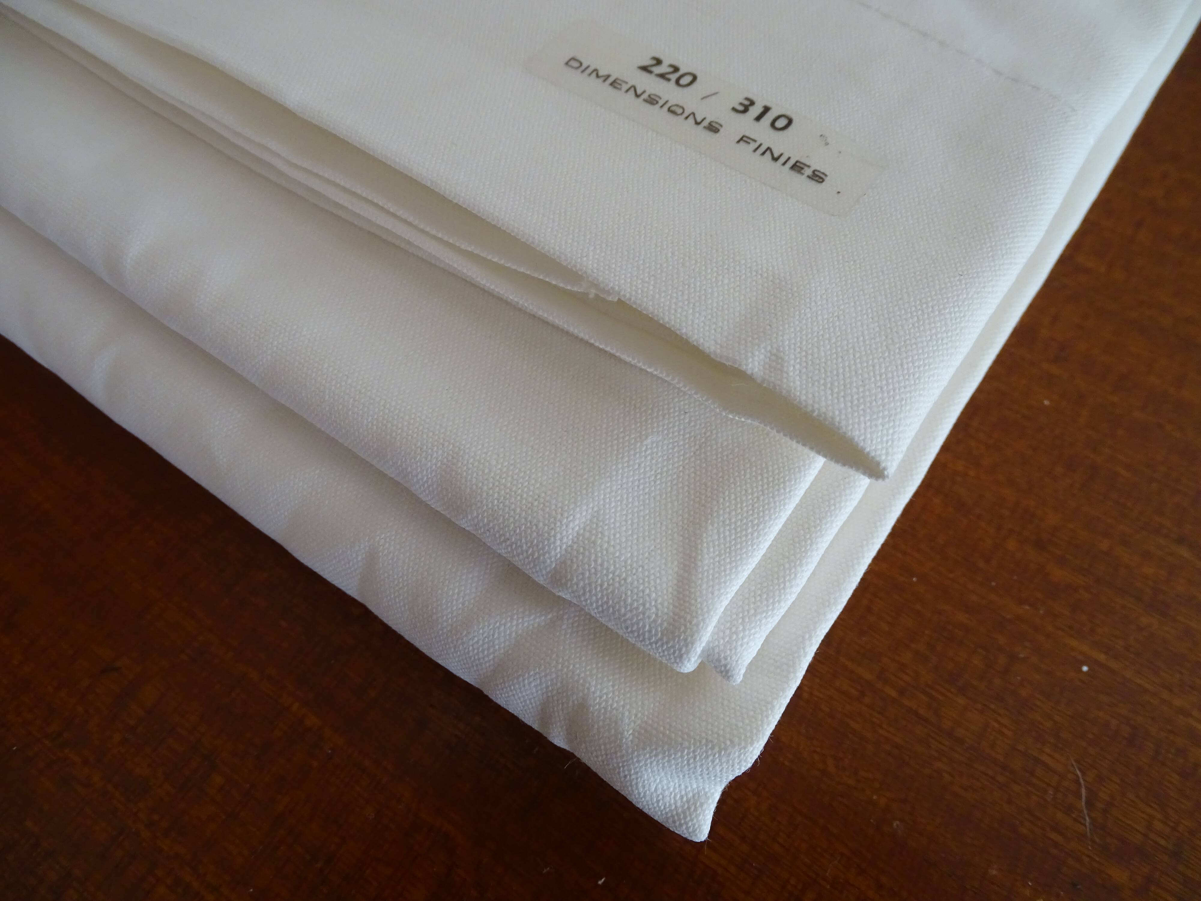 Flat sheet pure weft linen cotton 310 x 220 new period labels