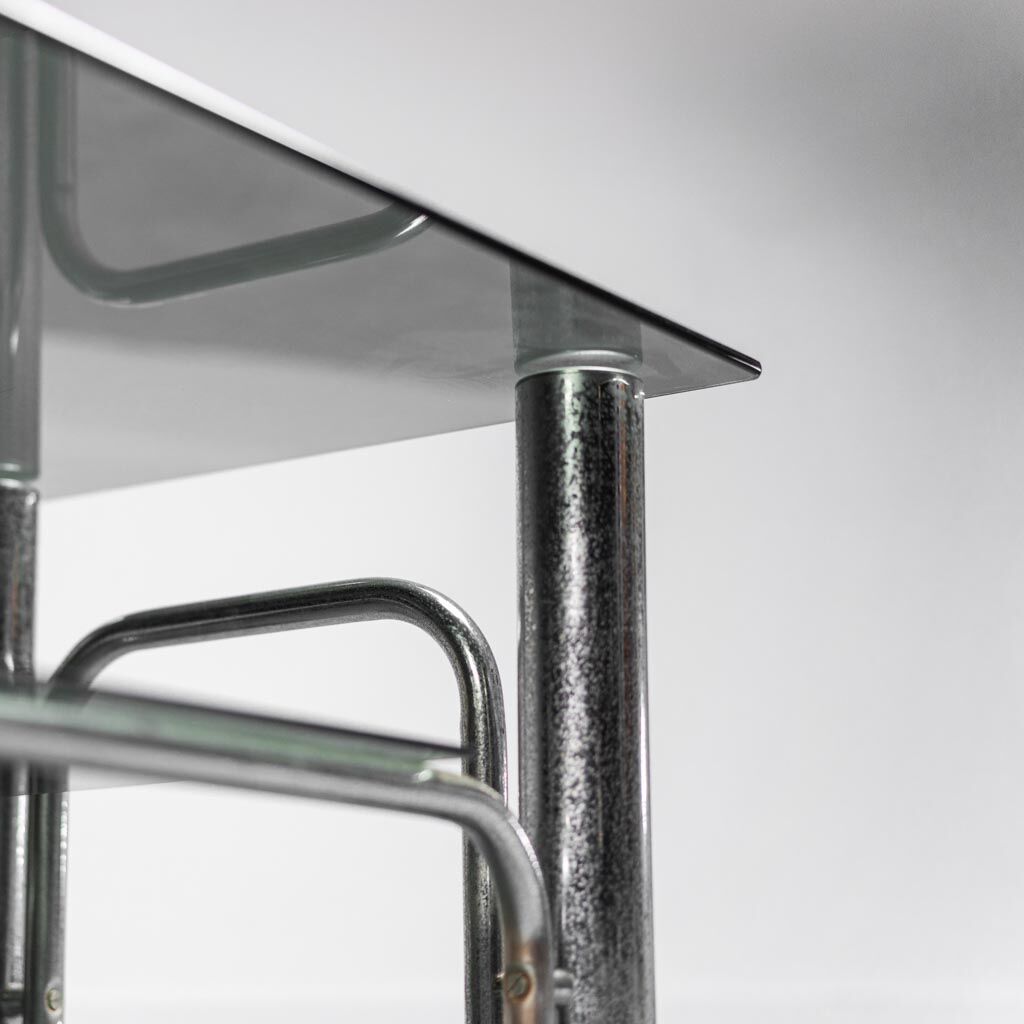 Coffee table in metal smoked glass 70s vintage