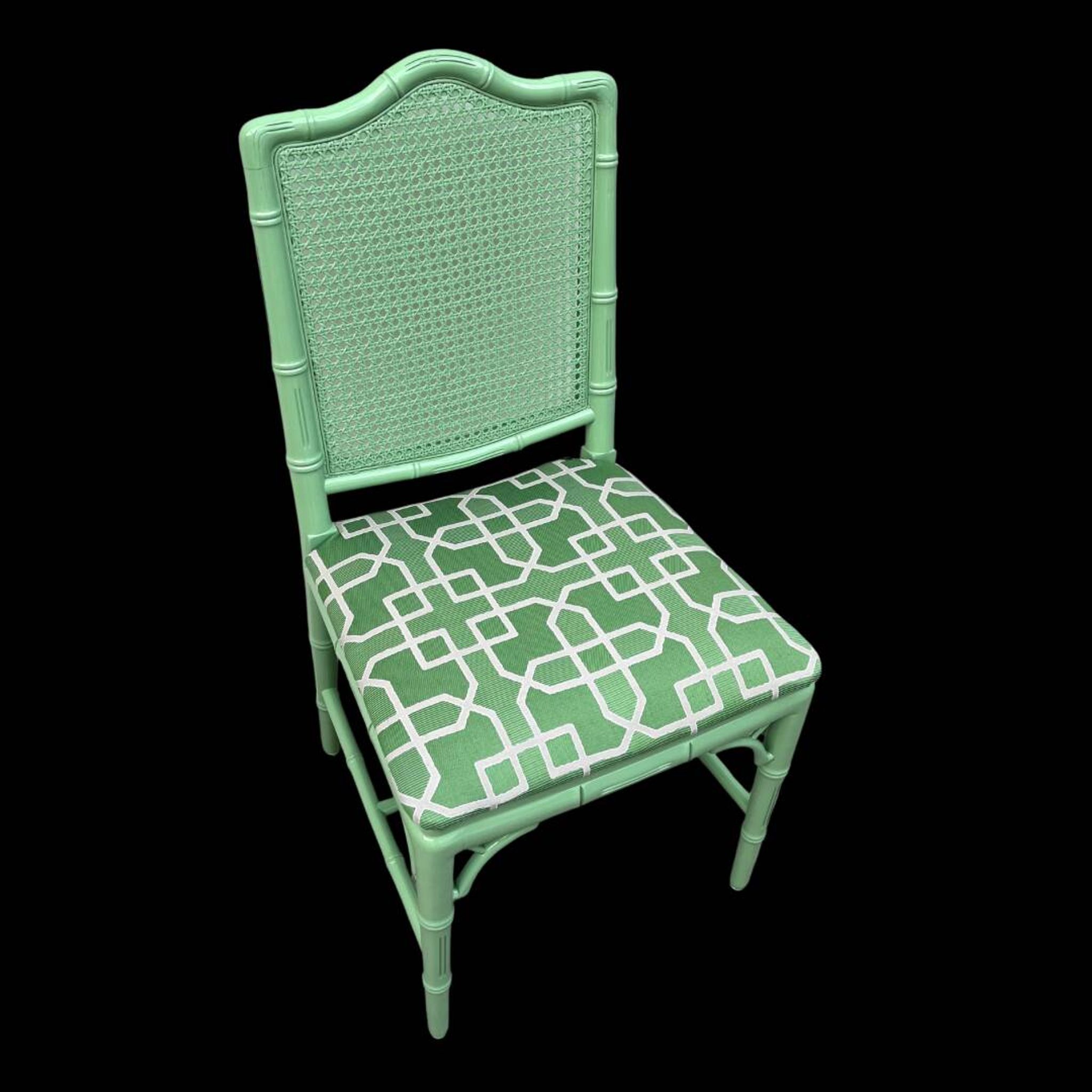 Chippendale Faux Bamboo Dining Chair with  Pierre Frey fabric