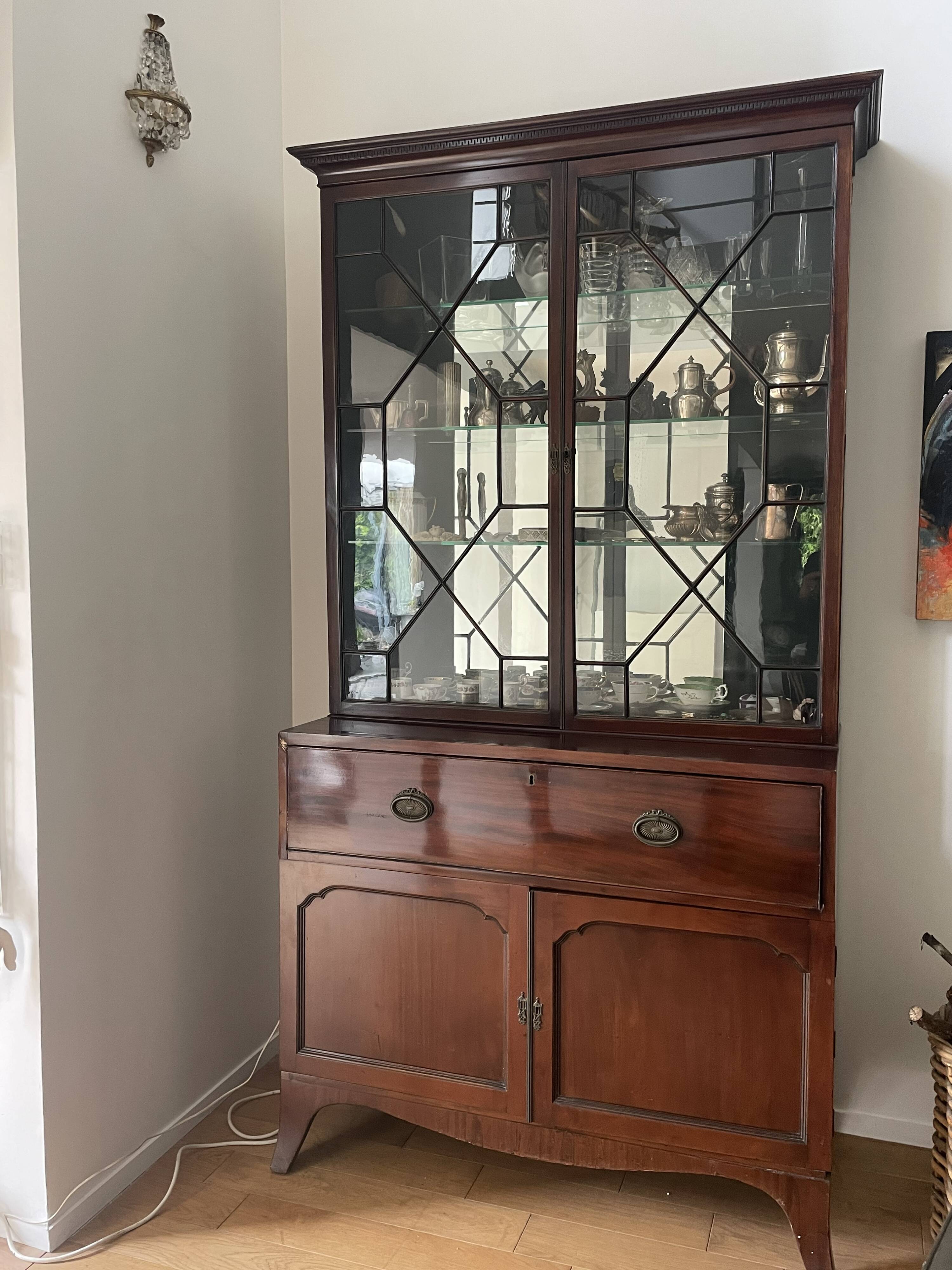 Library with English mahogany secretary.