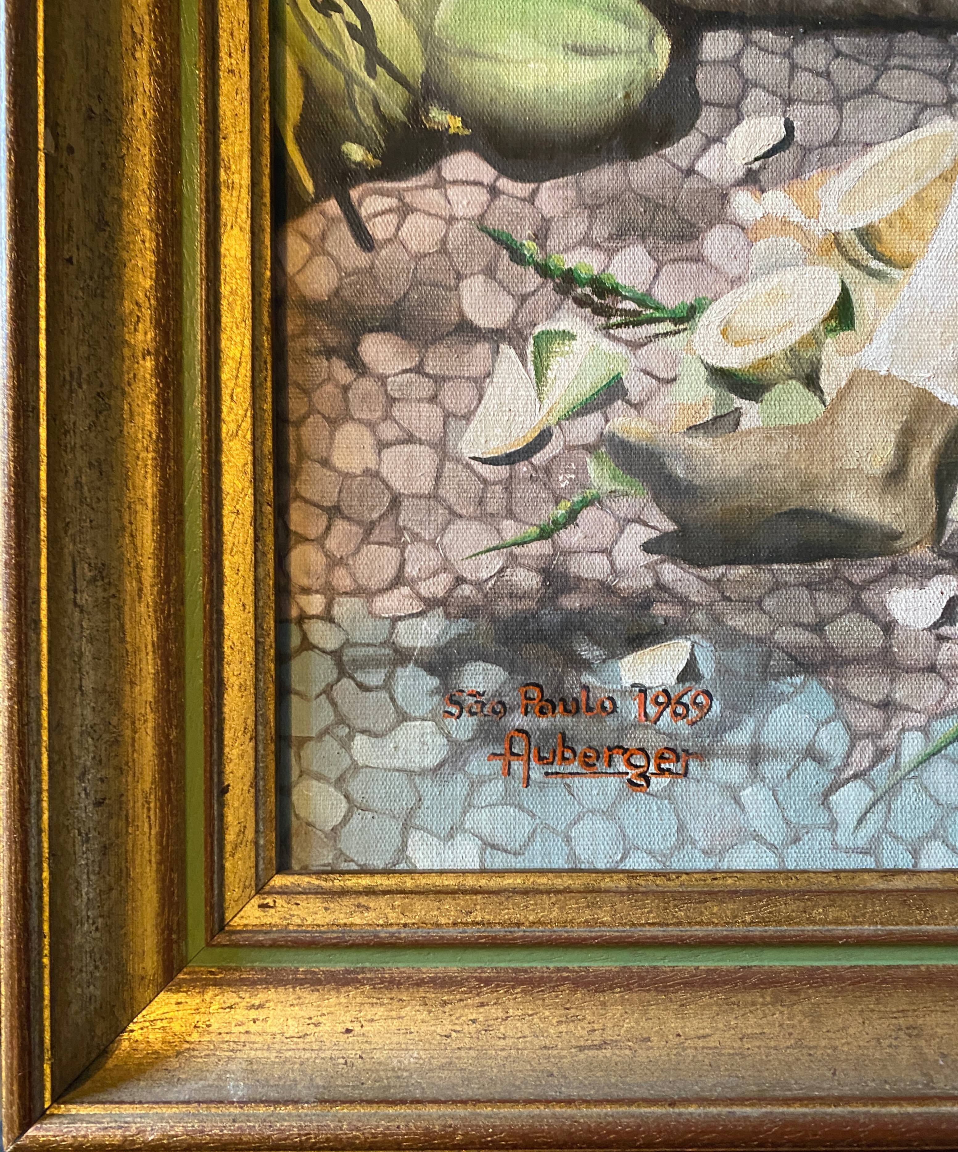 HSP painting "Coconut cutter" Sao Paulo signed Auberger 1969 + frame