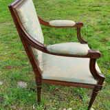 Directoire armchair in light blue satin fabric