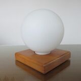 Scandinavian wood and white opaline 70s