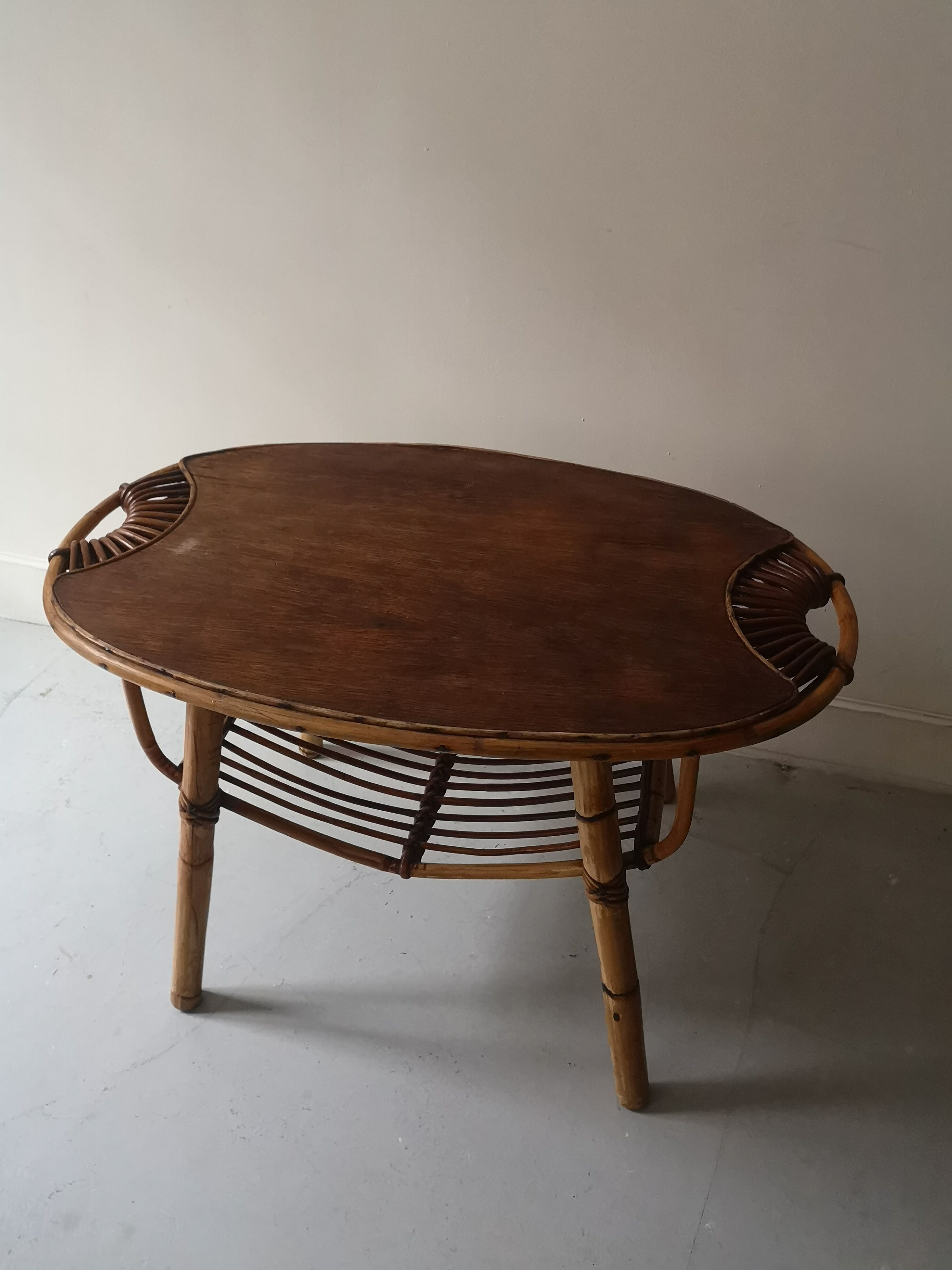 Rattan coffee table called lemon, vintage 1950
