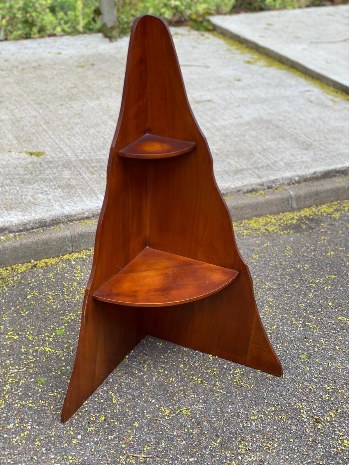19th-century solid wood corner shelf unit