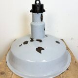 Large Industrial Midcentury Grey Enamel Factory Lamp, 1950s