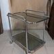 Dessert bar with chromed metal and smoked glass wheels, 70s