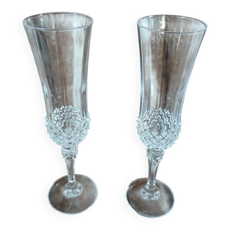 2 crystal champagne flutes