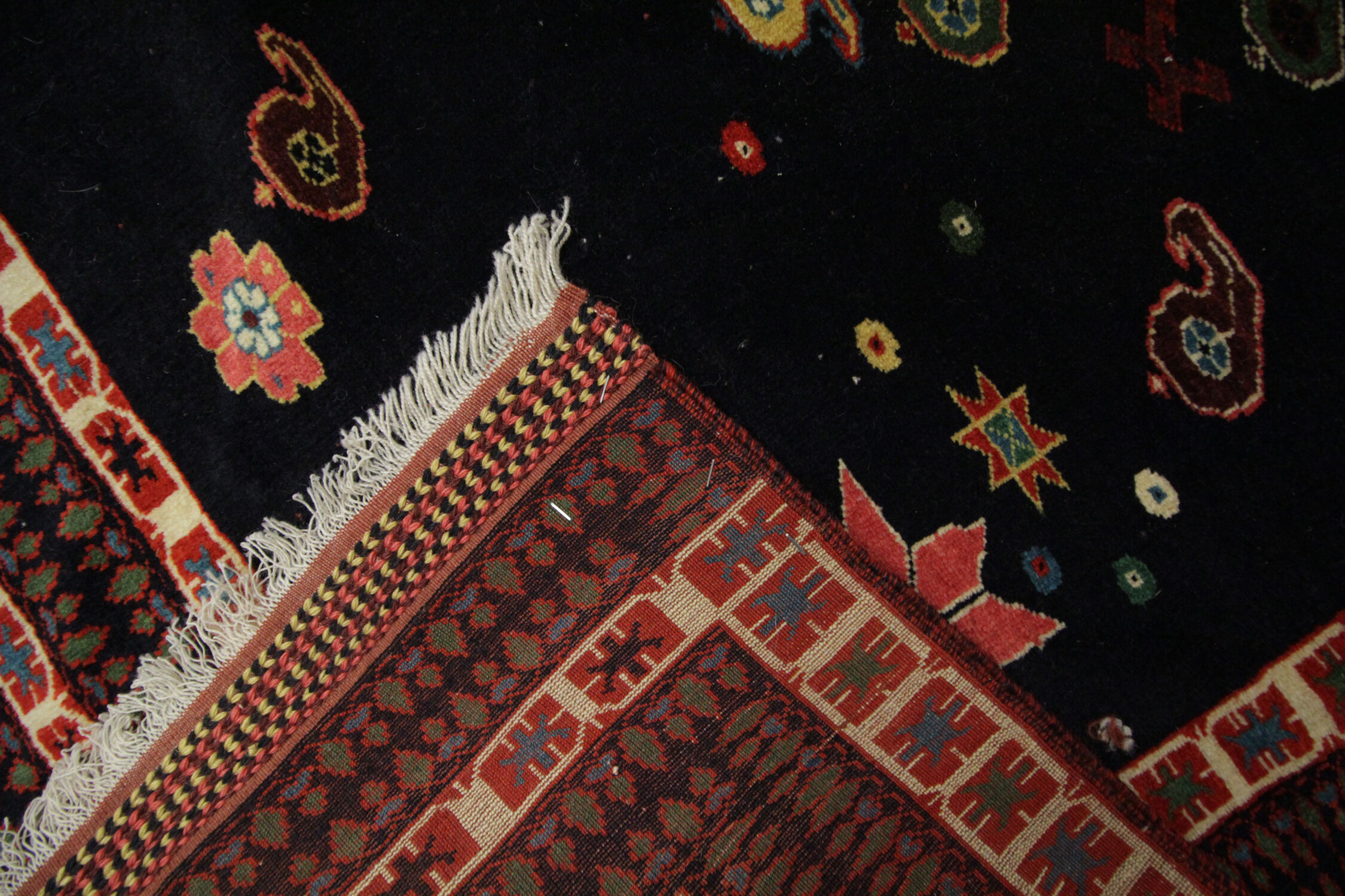 Black Vintage Handmade Wool Persian Rug- 128x157cm
