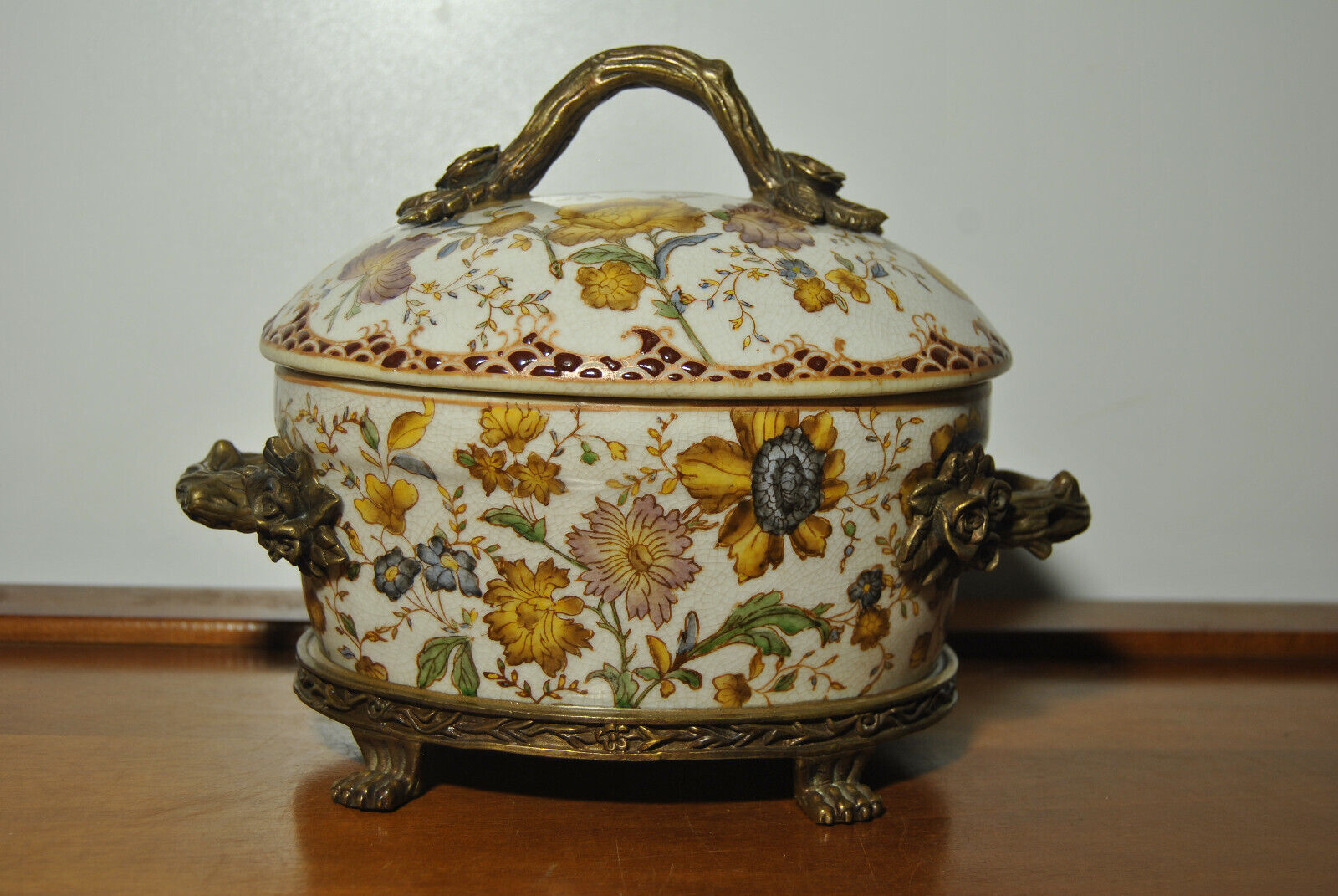 Porcelain ceramic box Wong Lee WL1895 bronze frame | Selency