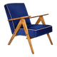 Fauteuil vintage B310 VAR "Compas", Pologne, super restauré, années 1960, velours bleu et rose.
