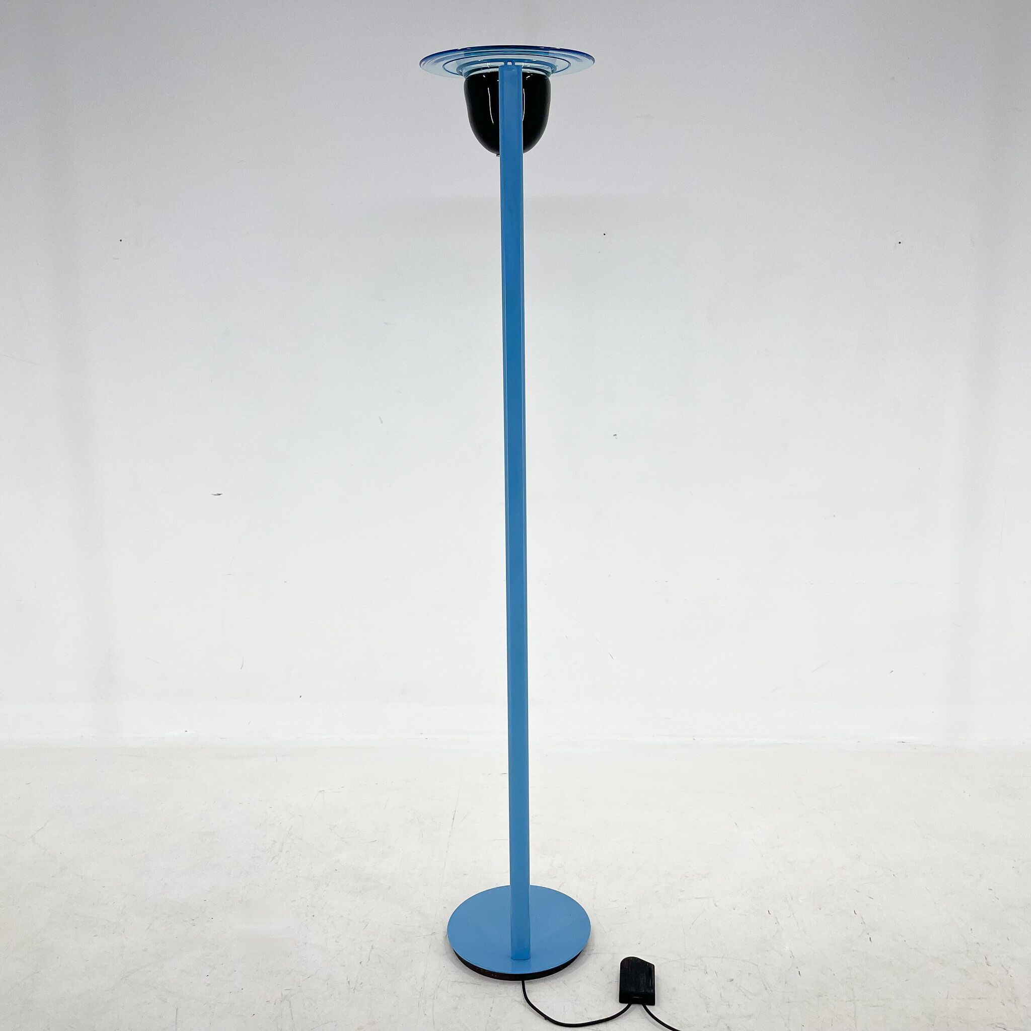 1970's vetri murano glass & metal floor lamp, italy